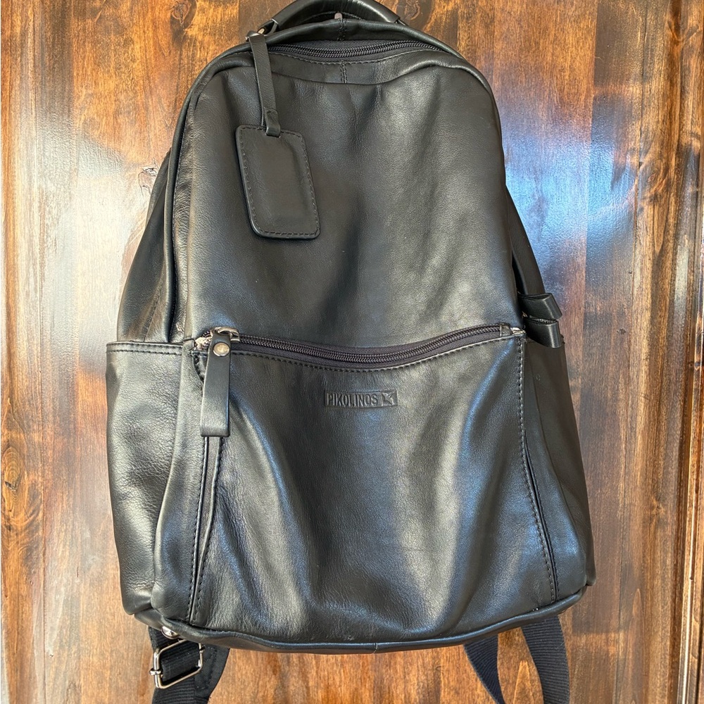 PIKOLINOS Black Leather Backpack